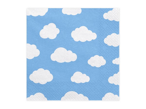 Paperiservetit PILVI – Taivaansininen/valkoinen, 33 × 33 cm, 20 kpl