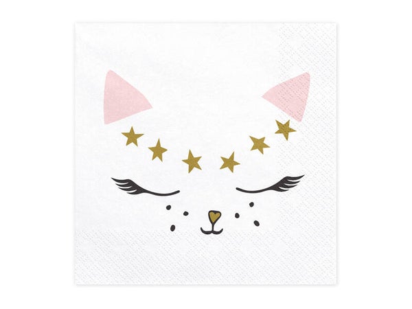 Paperiservetit Kitty – pinkki/kulta, 33 × 33 cm, 20 kpl