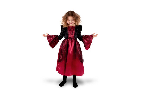 Lasten vampyyriasu, musta/punainen, koko 116–128 cm