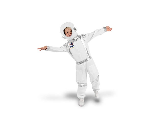 Astronauttiasu, valkoinen, koko 116–128 cm