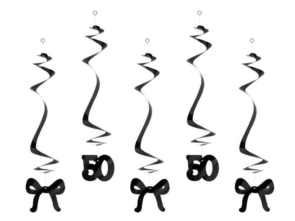 Koristeriipukset 50-vuotisjuhliin ruseteilla, musta, 50 cm