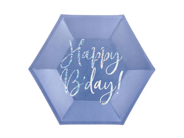 Lautaset Happy B'day! tummansininen 20 cm, 6 kpl