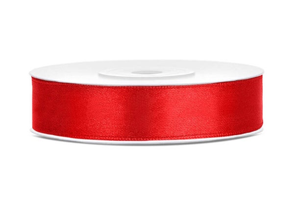 Satiininauha – Punainen, 12 mm × 25 m