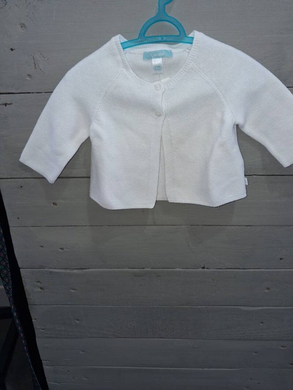 PCF0035 Gilet laine blanc Obaïbi 6 mois