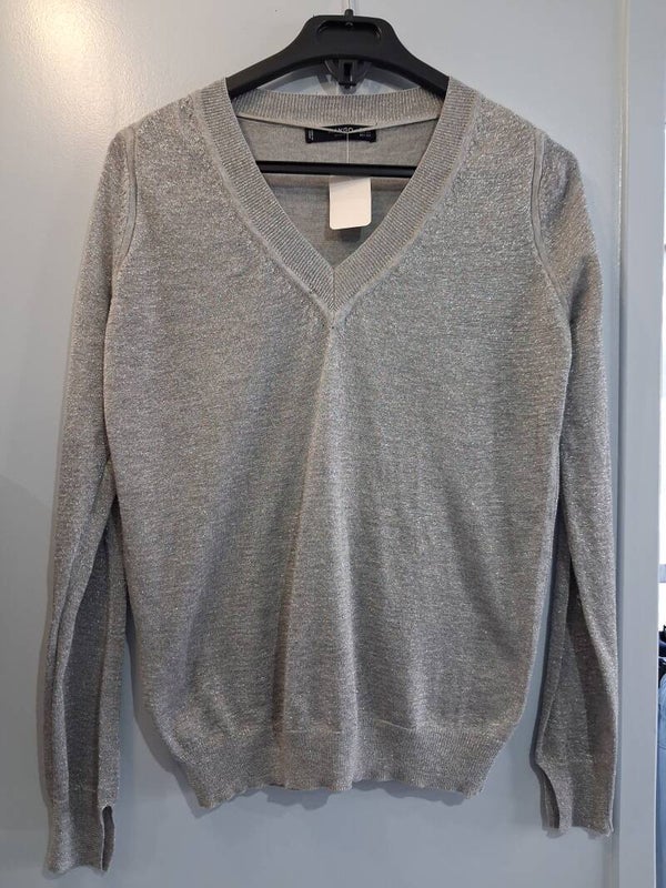 Pull manches longues argenté femme Mango S
