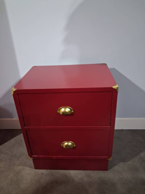 Meuble cube rouge et doré