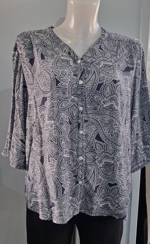 HMH20 Chemisier bleu imprimé femme Tissaia 44