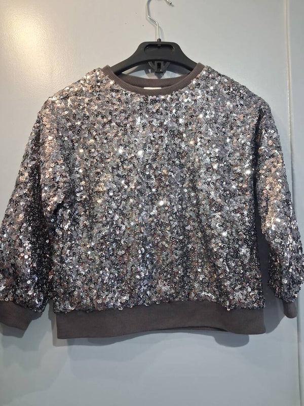 PCF0043 Sweat gris à sequins fille Zara 7 ans