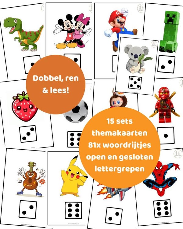 Dobbel, ren en lees! Open en gesloten lettergrepen