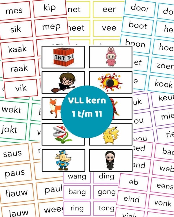 760 woordkaartjes kern 1 t/m 11 + cartoons!