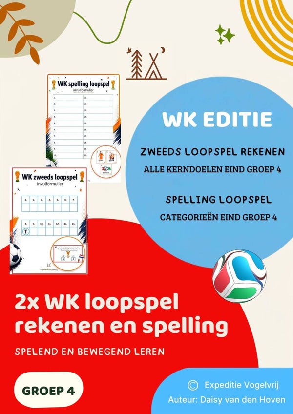 WK 2x loopspel groep 4 rekenen en spelling