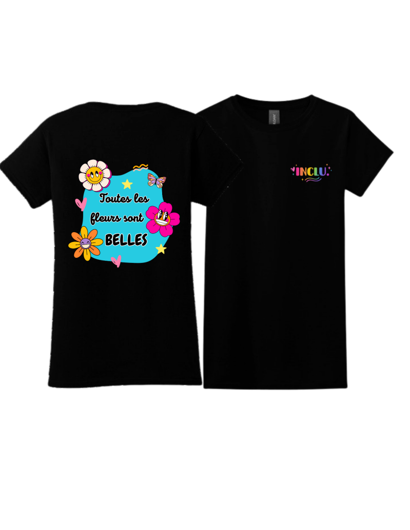 T-Shirt TOUTES LES FLEURS SONT BELLES noir , dos