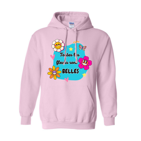 Hoodie Rose Toutes les fleurs sont belles , devant