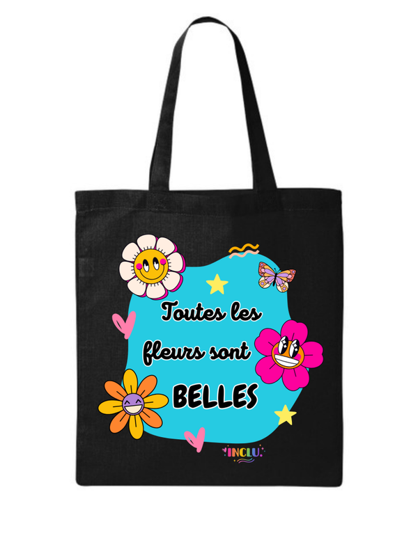 Sac fourre-tout Toutes les fleurs sont belles , noir