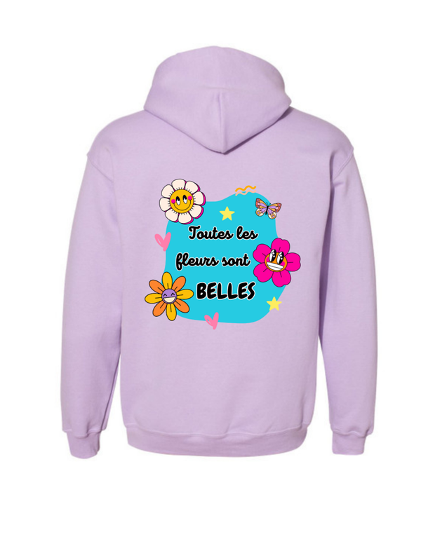 Hoodie Lilas Toutes les fleurs sont belles , dos
