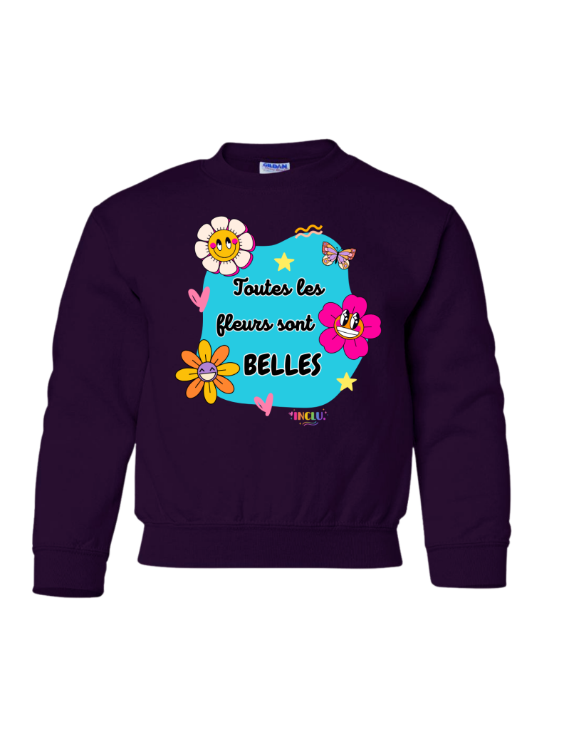 Crewneck enfant Noir Toutes les fleurs sont belles