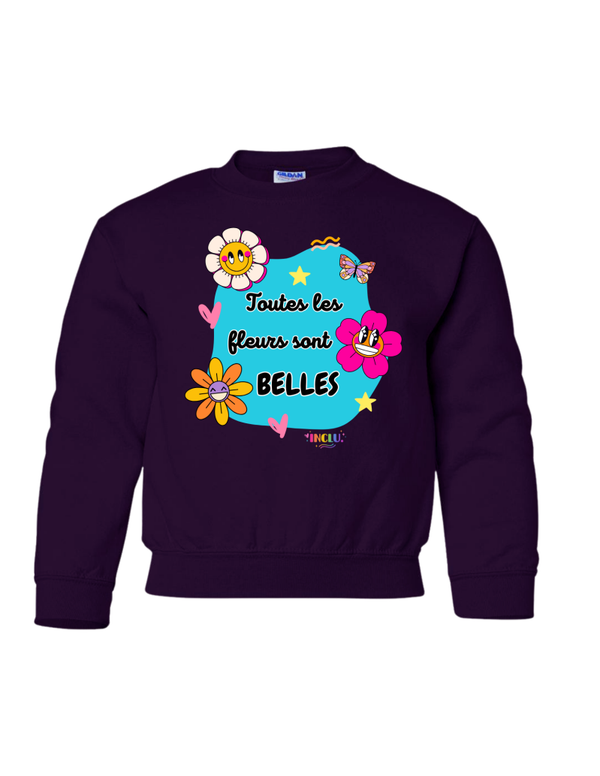 Crewneck enfant Noir Toutes les fleurs sont belles