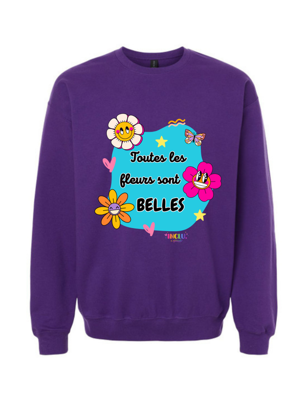 Crewneck Mauve TOUTES LES FLEURS SONT BELLES , devant