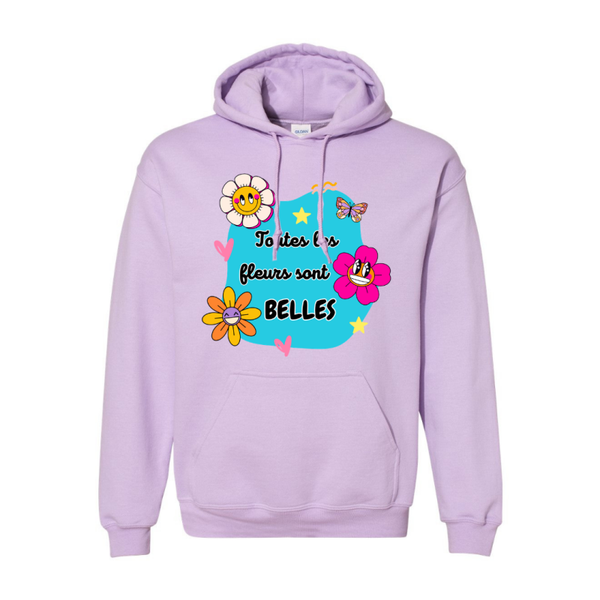 Hoodie Lilas Toutes les fleurs sont belles , devant