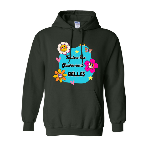 Hoodie Noir Toutes les fleurs sont belles , devant