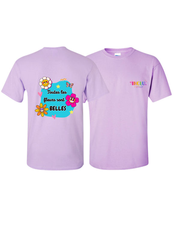 T-Shirt TOUTES LES FLEURS SONT BELLES Lilas , dos