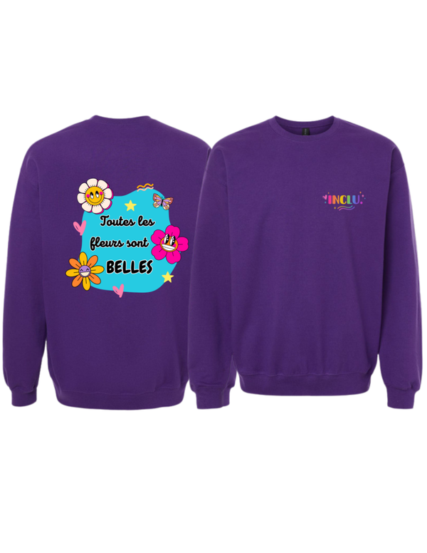 Crewneck Mauve TOUTES LES FLEURS SONT BELLES , dos