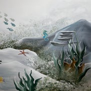 Muurschildering onderwaterwereld