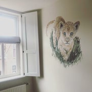 Muurschildering welpje