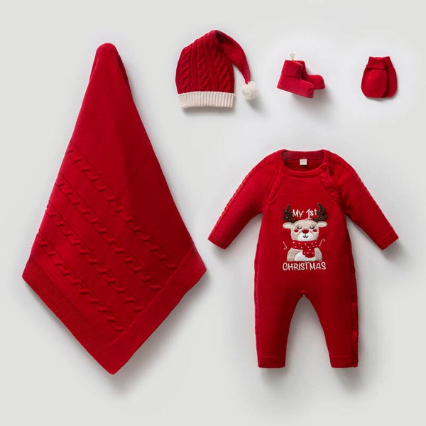 Neugeborene Set 5 teilig Weihnachts-Rentier "My First CHRISTMAS"
