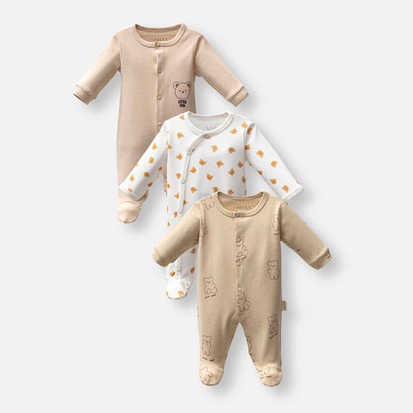 Lovemaxx Strampler 3 Stk. Bärchen "Little Cub"