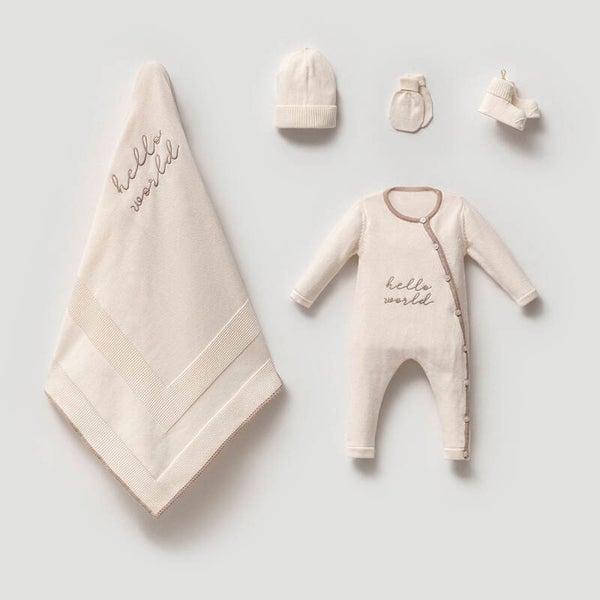 Neugeborene Set 5 teilig "Hello World"