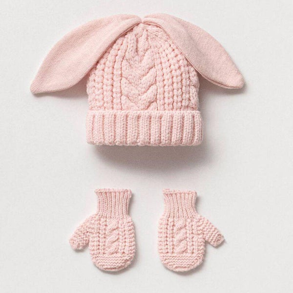 Baby Handschuhe & Mütze mit Hasenohren