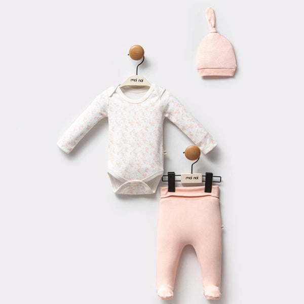 Baby Body Set mit Mütze und Hose Flowers