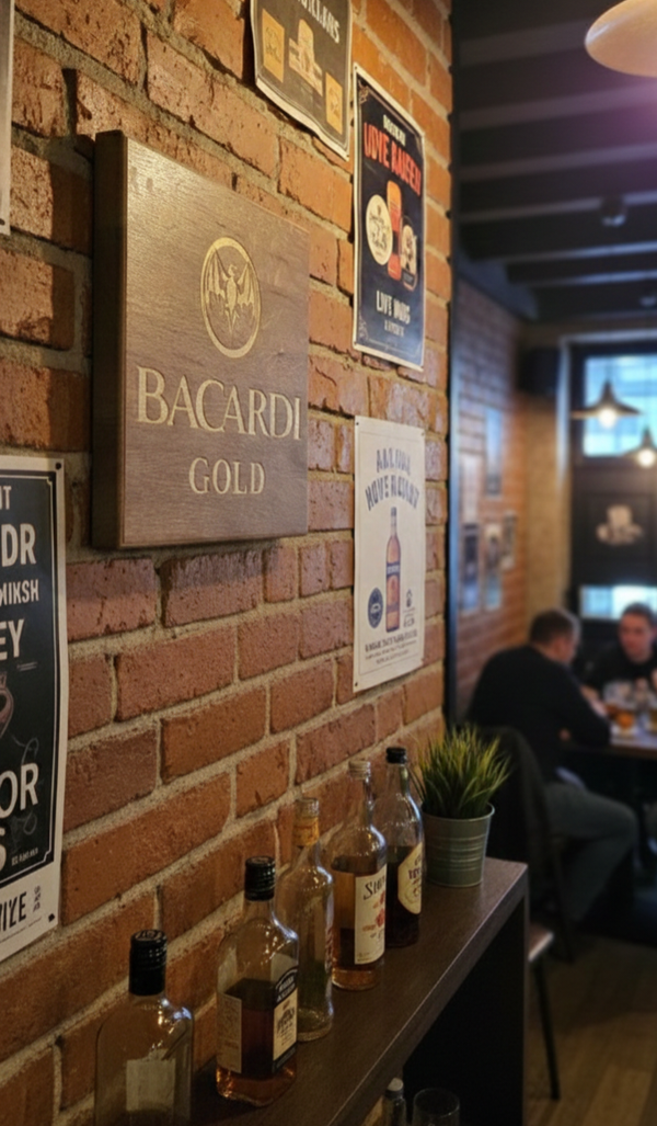 Bacardi Gold Massief Eiken Wandbord