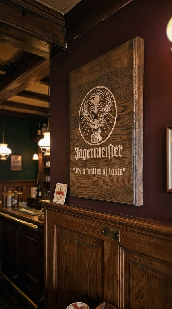 Jägermeister massief eiken wandbord