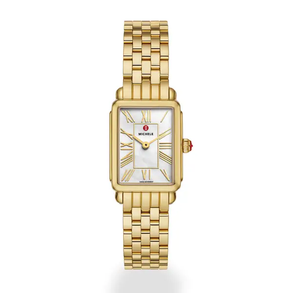 Michele Deco Park Yellow Gold Mother-of-Pearl Dial Watch