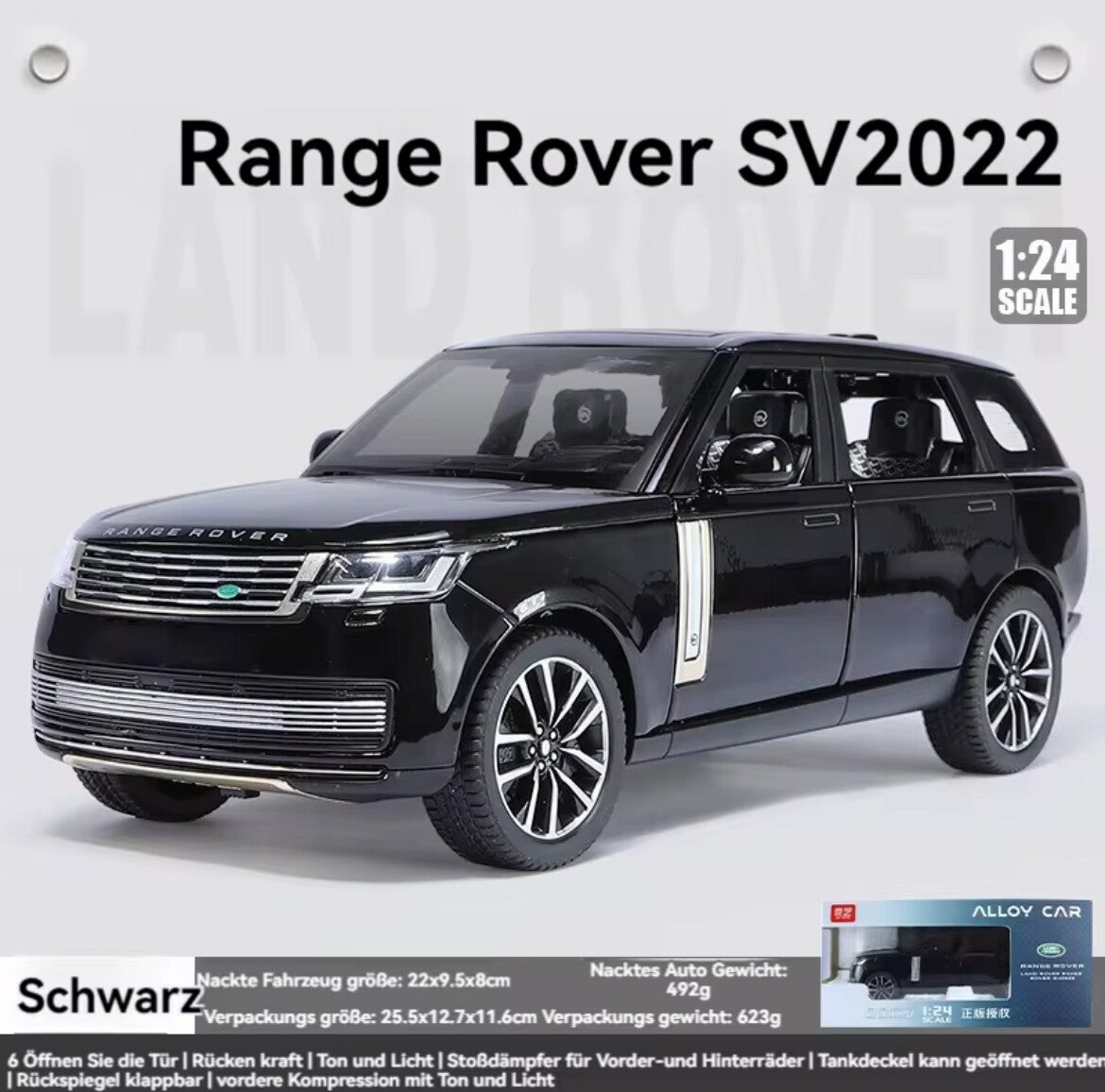 1:24 Land Rover Range Rover SV Diecast Model Car Toy Collection Light&Sound Gift