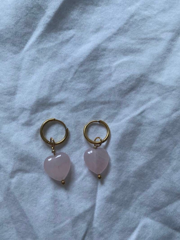 Pink heart earrings