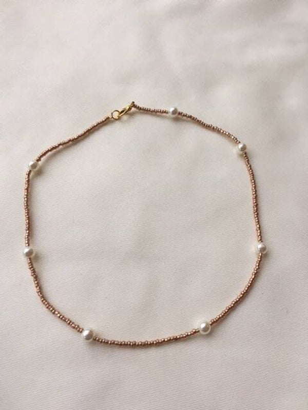 ketting rosé goud met parels