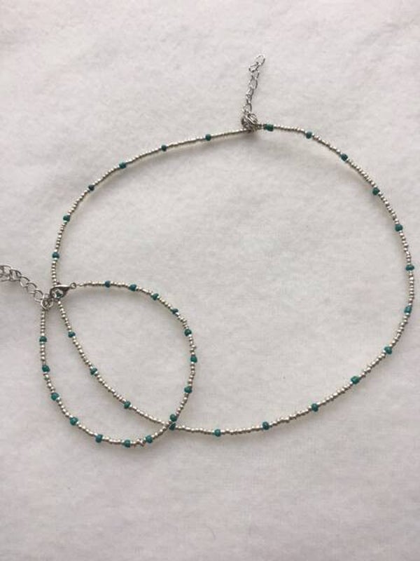 set zilver met donkerblauw