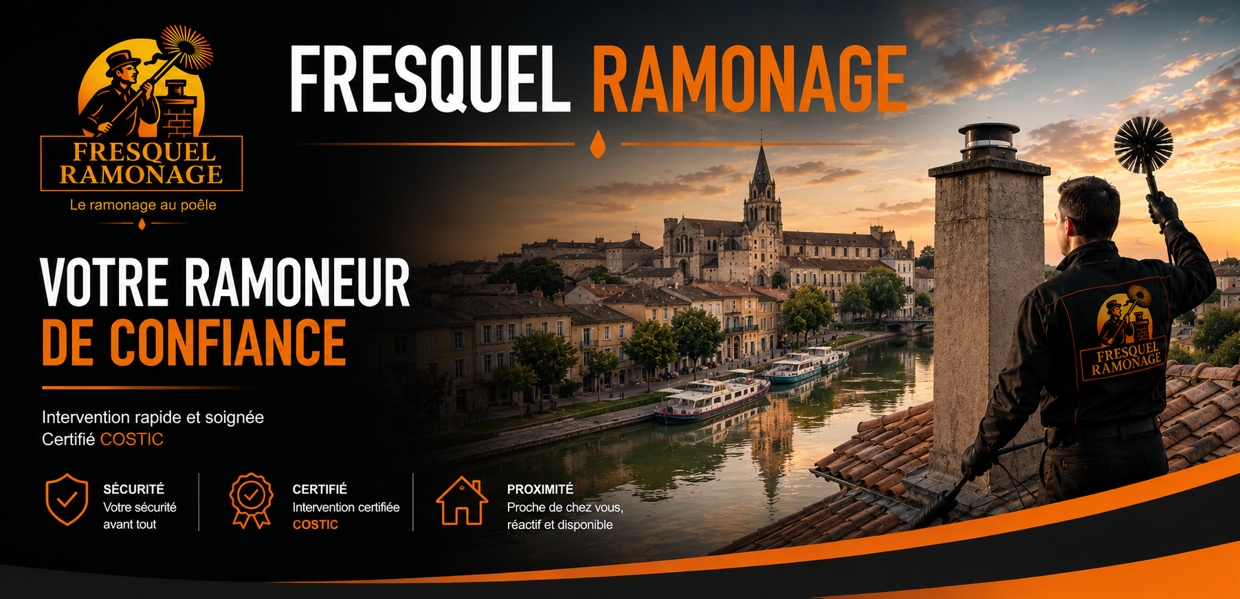 Fresquel Ramonage, ramoneur certifié COSTIC à Pézens, spécialiste du ramonage de poêles à bois, cheminées et inserts à Carcassonne, Bram, Castelnaudary, Limoux et dans l'Aude. Intervention rapide et professionnelle.