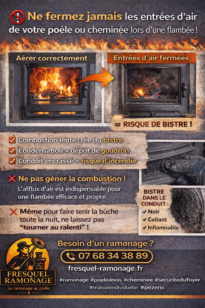 image de poêle expliquant les arrivée d'air