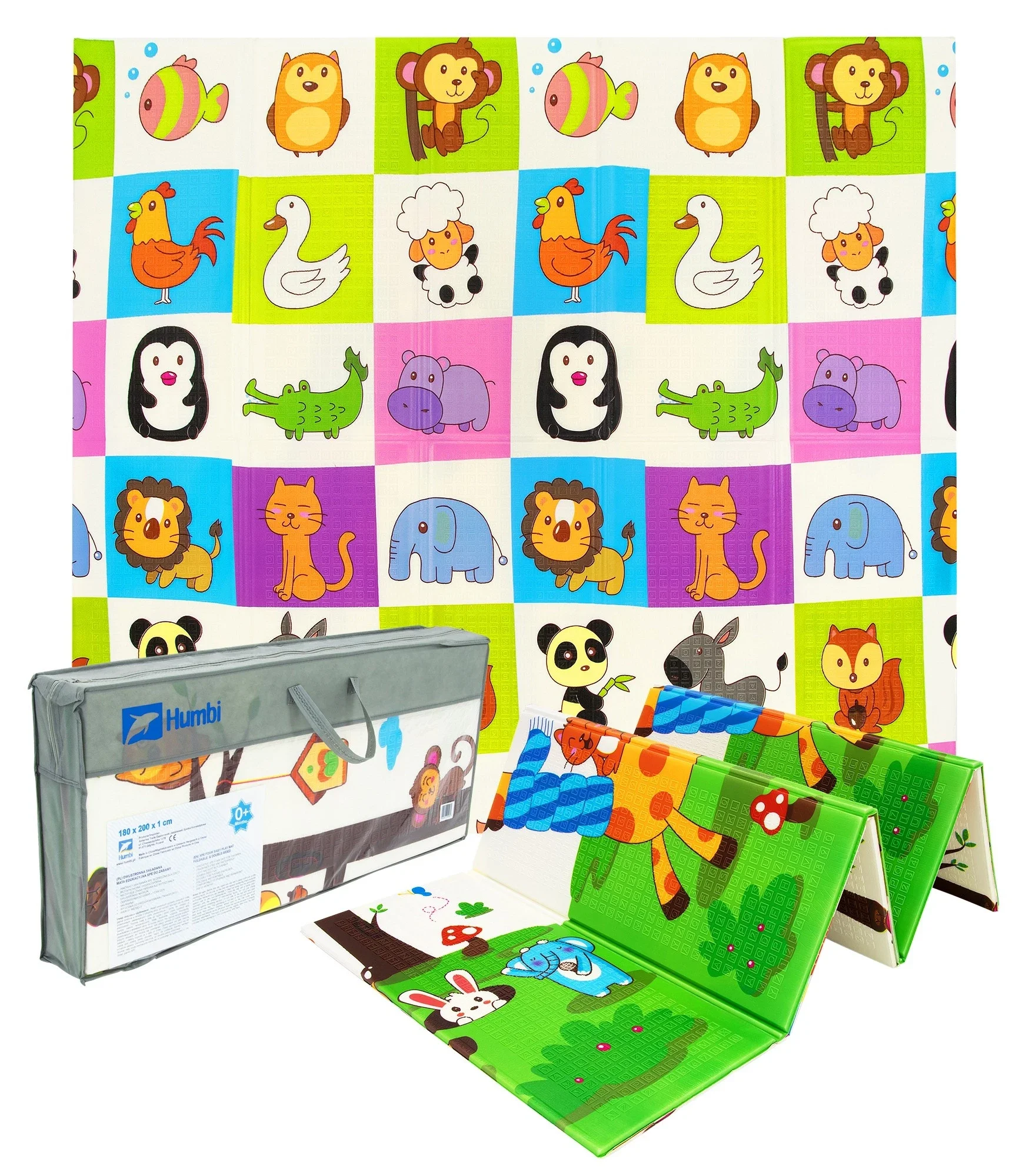 Humbi dubbelzijdige opvouwbare XPE-schuimmat 200 × 180 × 1 cm dieren