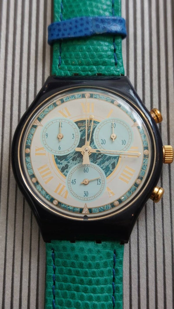 SWATCH CHRONO VERT BLEU 1992