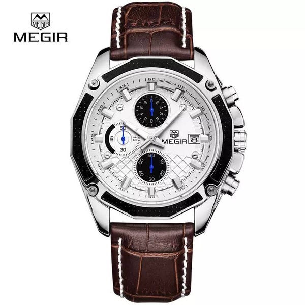 H MEGIR CHRONOLOOK  cuir brun