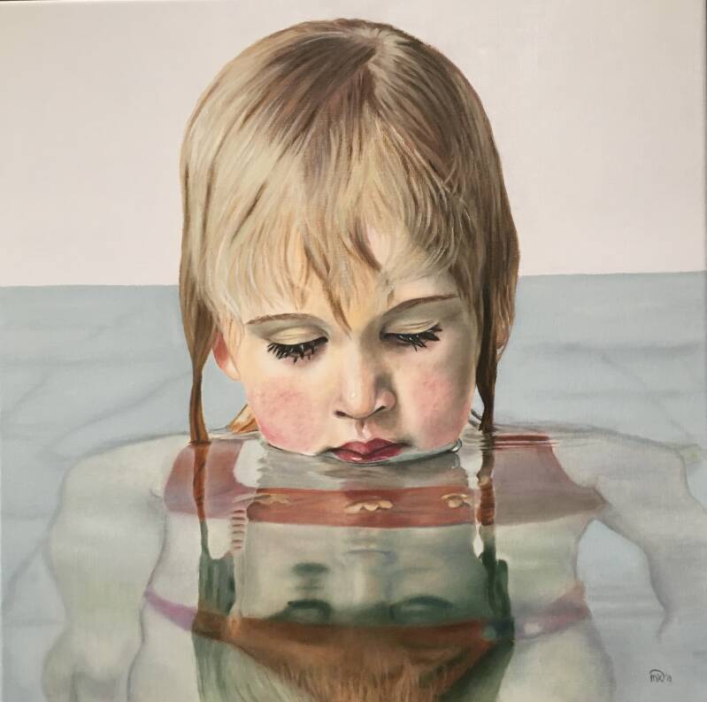 Meisje in het water - Olieverf op doek - Inspiratie: foto van Alex ten Napel