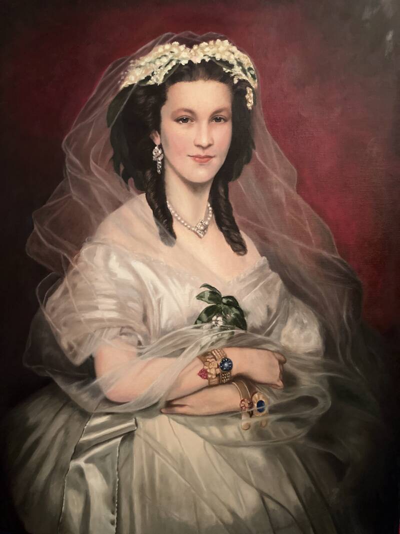 Bruid - Olieverf op doek - Inspiratie: schilderij uit de Hermitage Amsterdam (onbekende bruid, onbekende schilder)