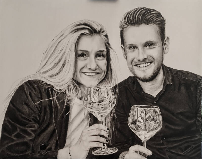 Zoon en dochter van een collega - Olieverf op paneel