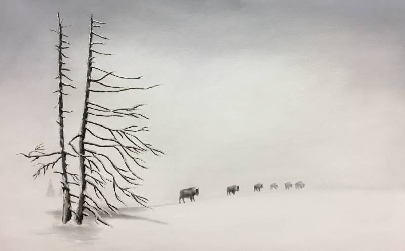 Bizons - Olieverf op doek - Inspiratie: foto van Meril D.