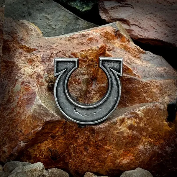 Pewter Omega Symbol Pin: Solid Metal Badge